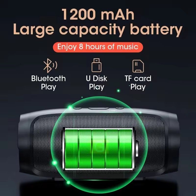 Portable BT Speakers with Double Subwoofer Heavy Bass Wireless Speaker for Outdoor Travel