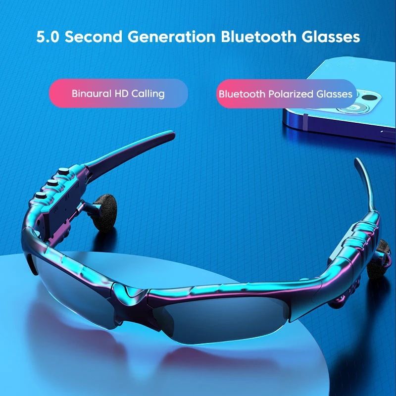 Stereo Wireless Earphones with Mic, Polarized Sunglasses for Driving Cycling Sports, Noise Reduction HeadphonesSun glasses