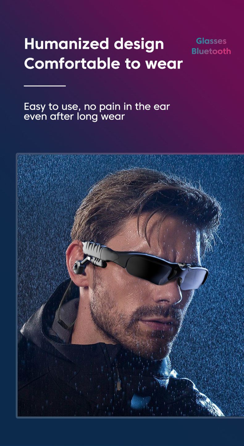 Stereo Wireless Earphones with Mic, Polarized Sunglasses for Driving Cycling Sports, Noise Reduction HeadphonesSun glasses