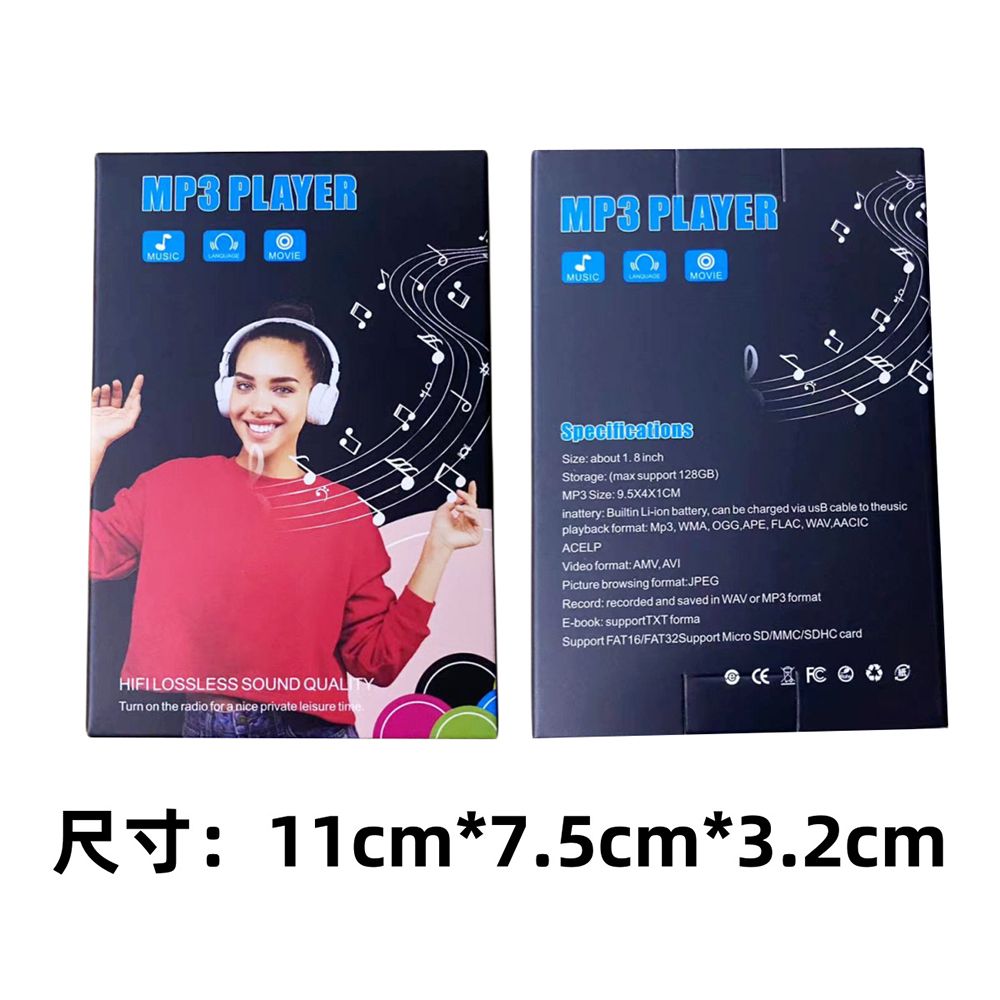 MP4 player with Bluetooth touch screen Student MP3 portable music player Supports listening to music watching videos voice recorder (wav) and e-books (txt format) Built-in 16GB+128G card