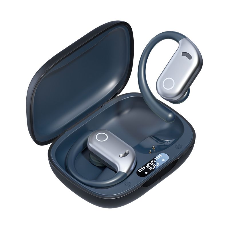 New color blocking hanging ear Bluetooth earphones with long battery life and noise reduction digital display screen and low latency