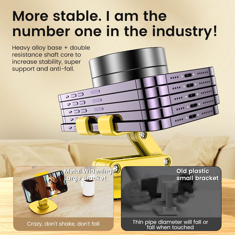 New dual-axis metal 360-degree rotating mobile phone stand desktop multi-function portable folding lifting adjustment