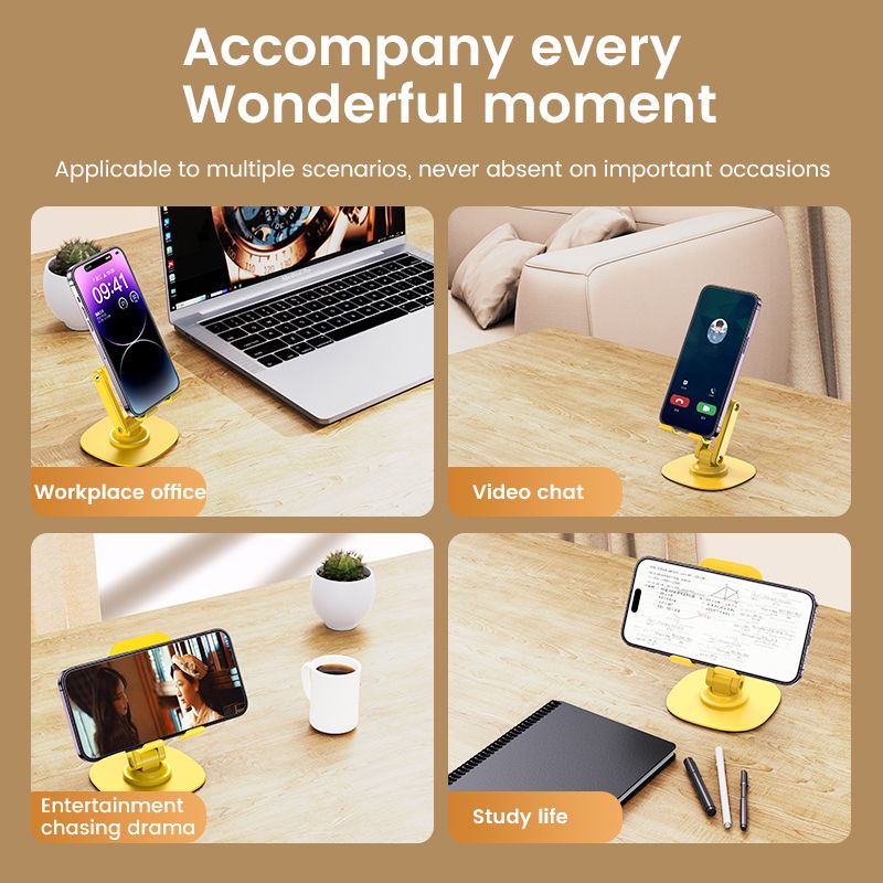 New dual-axis metal 360-degree rotating mobile phone stand desktop multi-function portable folding lifting adjustment