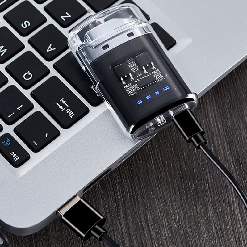 Transparent shell outdoor waterproof power display lighter USB charging cigarette lighter