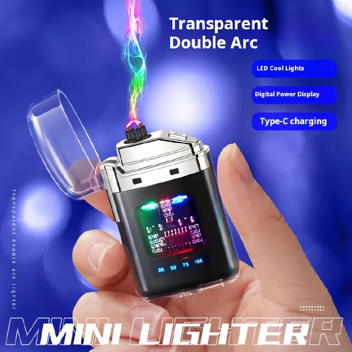 Transparent shell outdoor waterproof power display lighter USB charging cigarette lighter
