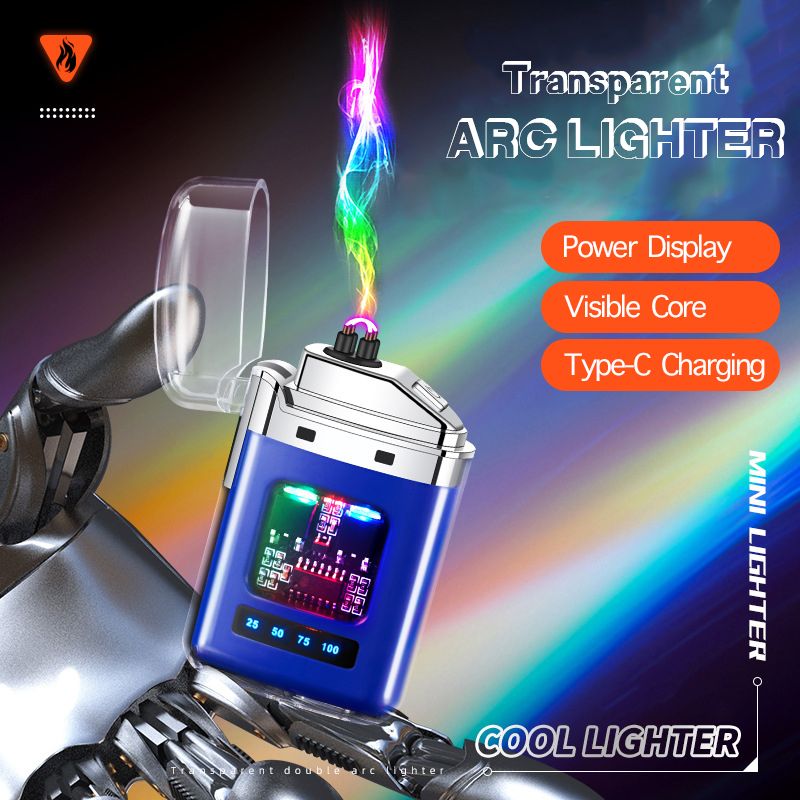 Transparent shell outdoor waterproof power display lighter USB charging cigarette lighter