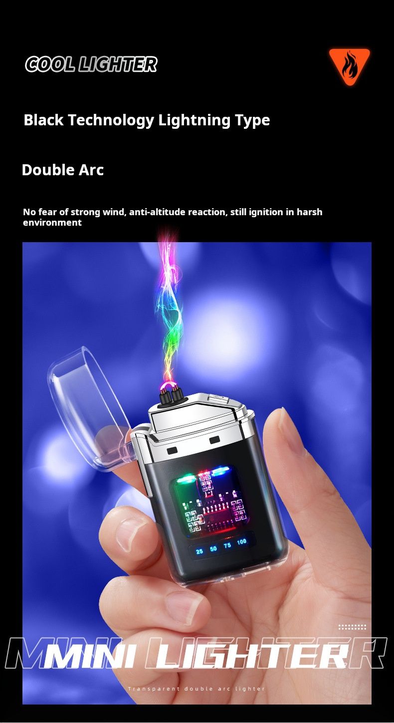 Transparent shell outdoor waterproof power display lighter USB charging cigarette lighter