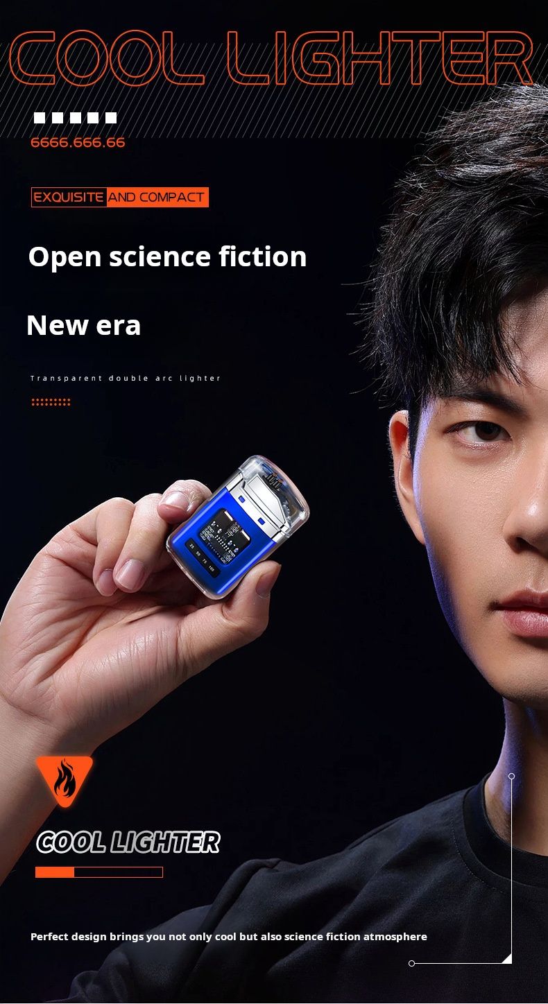 Transparent shell outdoor waterproof power display lighter USB charging cigarette lighter