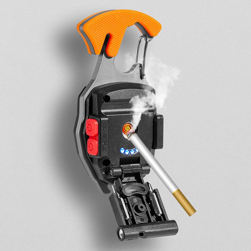 7-in-1 Multifunctional Keychain Work Light 【Flashlight, Cigarette Lighter, Bottle Opener, Screwdriver, Survival Whistle, Seatbelt Cutter, Strong Magnet】Portable Rechargeable COB LED Flashlight