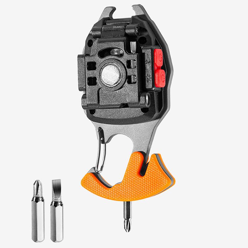 7-in-1 Multifunctional Keychain Work Light 【Flashlight, Cigarette Lighter, Bottle Opener, Screwdriver, Survival Whistle, Seatbelt Cutter, Strong Magnet】Portable Rechargeable COB LED Flashlight