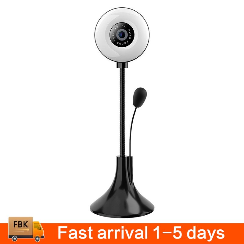 Webcams New720P 1080P 2K 4K Full HD Web Camera Built Microphone USB WebCam with Ring Fill Light For PC Computer Adjustable Gooseneck Webcam