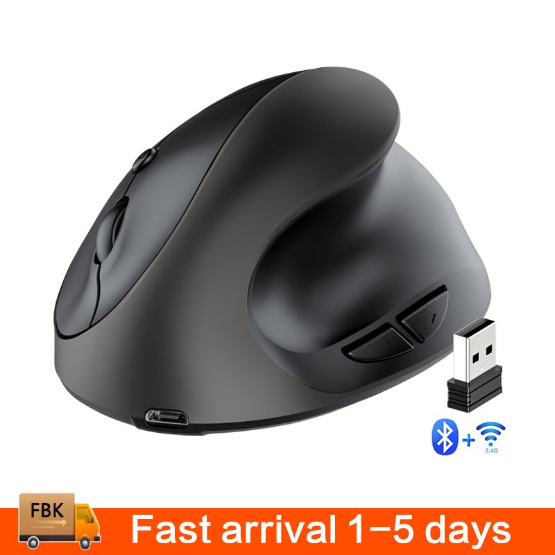 Wireless Bluetooth Mouse Rechargeable Dual Mode (Bluetooth 5.0 + USB)vertical mouse Wireless Mouse 2.4G High Precision Ergonomic Optical Mice with 3 Adjustable DPI 800/ 1200/ 1600 ， 6 Buttons