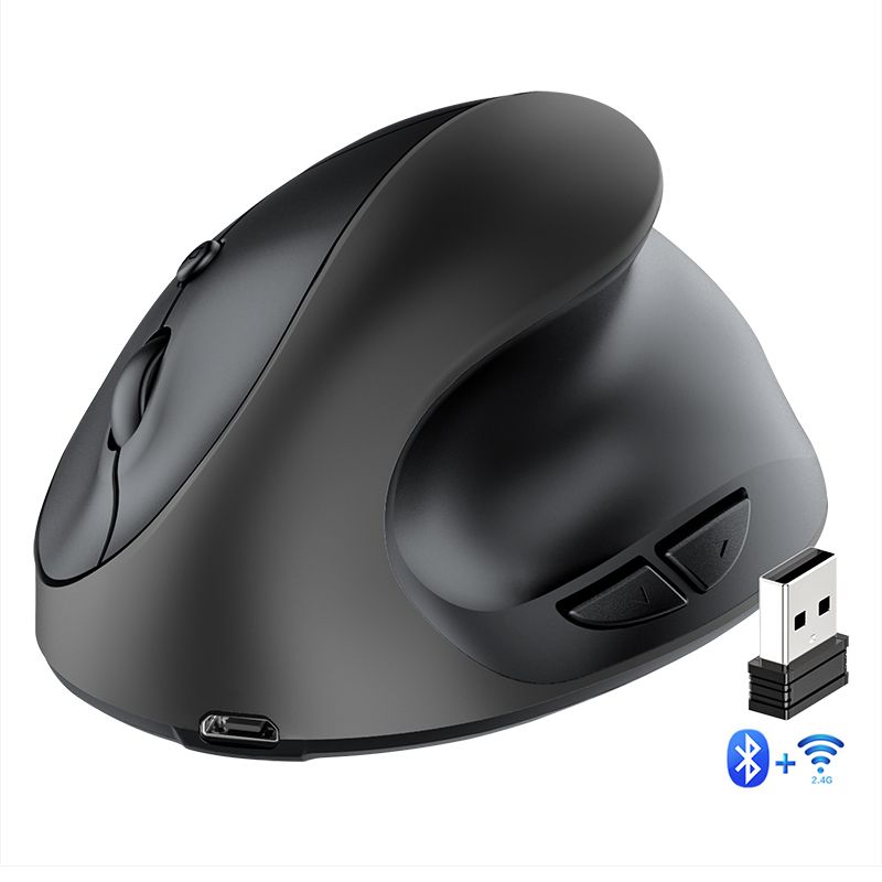 Wireless Bluetooth Mouse Rechargeable Dual Mode (Bluetooth 5.0 + USB)vertical mouse Wireless Mouse 2.4G High Precision Ergonomic Optical Mice with 3 Adjustable DPI 800/ 1200/ 1600 ， 6 Buttons