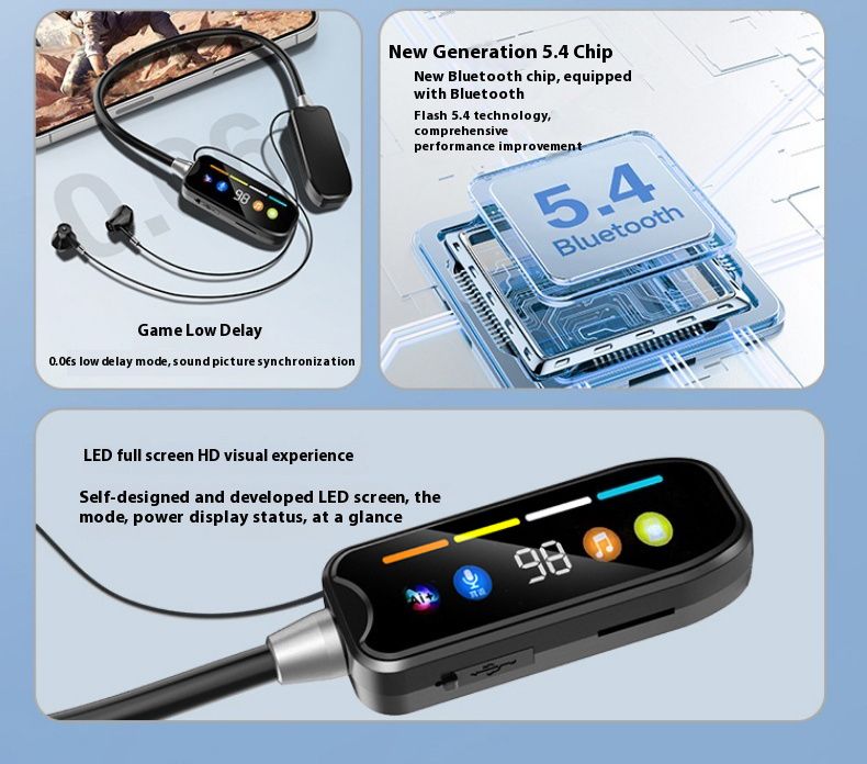 Sports Earphones Wireless Bluetooth Earphones Headphones Noise Reduction New digital neck hanging, ultra long battery life, standby, ear return monitoring, card insertion, noise reduction