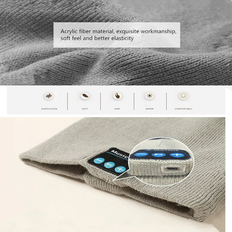 Bluetooth Earphone Music Hat Winter Wireless Headphone Headset With Mic Sport Hat For Mobile Phone Gaming Headset