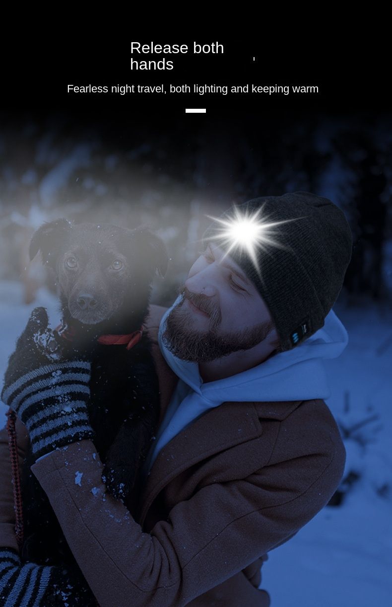 Winter Sports Warm Bluetooth 5.0 Wireless Headphone Music Hat Beanie Cap Unisex Bluetooth Led Music Beanie Hat With Light