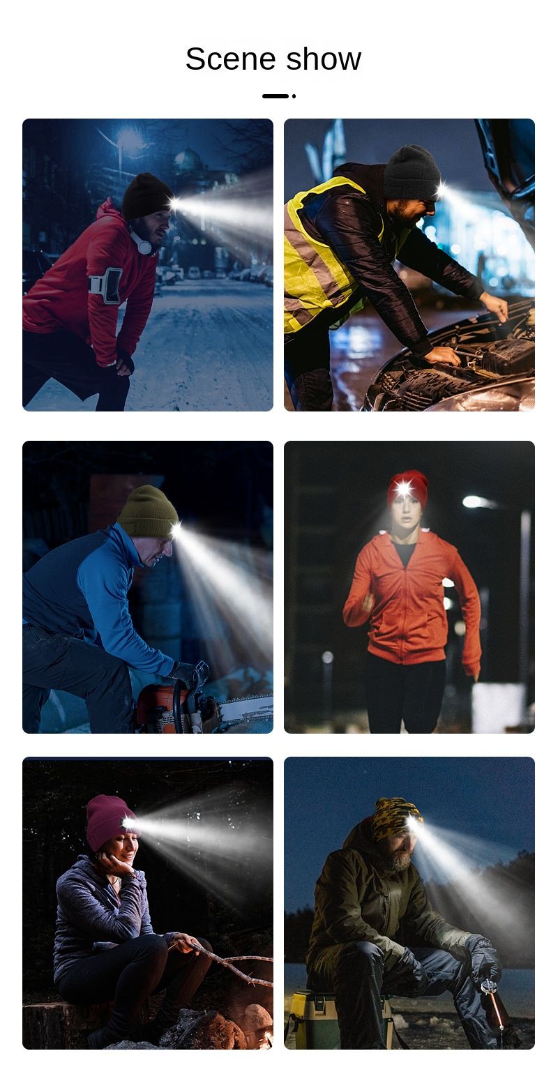 Winter Sports Warm Bluetooth 5.0 Wireless Headphone Music Hat Beanie Cap Unisex Bluetooth Led Music Beanie Hat With Light
