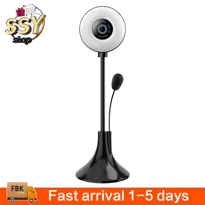 Webcams New720P 1080P 2K 4K Full HD Web Camera Built Microphone USB WebCam with Ring Fill Light For PC Computer Adjustable Gooseneck Webcam