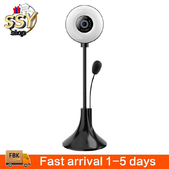Webcams New720P 1080P 2K 4K Full HD Web Camera Built Microphone USB WebCam with Ring Fill Light For PC Computer Adjustable Gooseneck Webcam