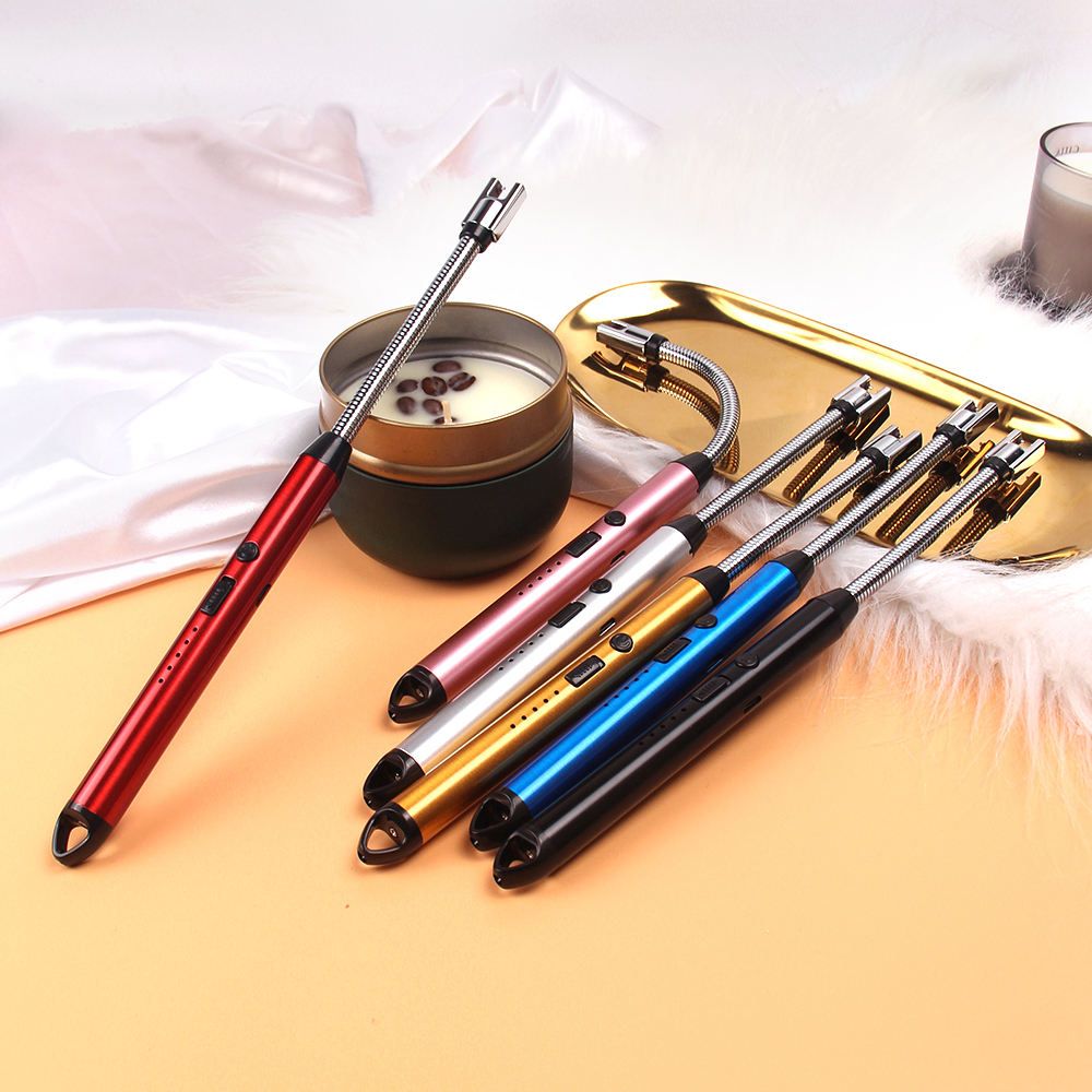 USB Rechargeable Lighters Kitchen Tools Outdoor BBQ Windproof Arc Pulse Fire Igniter 360 Degree Free Rotation Lighter USB Charging Lighters for Give a Gift