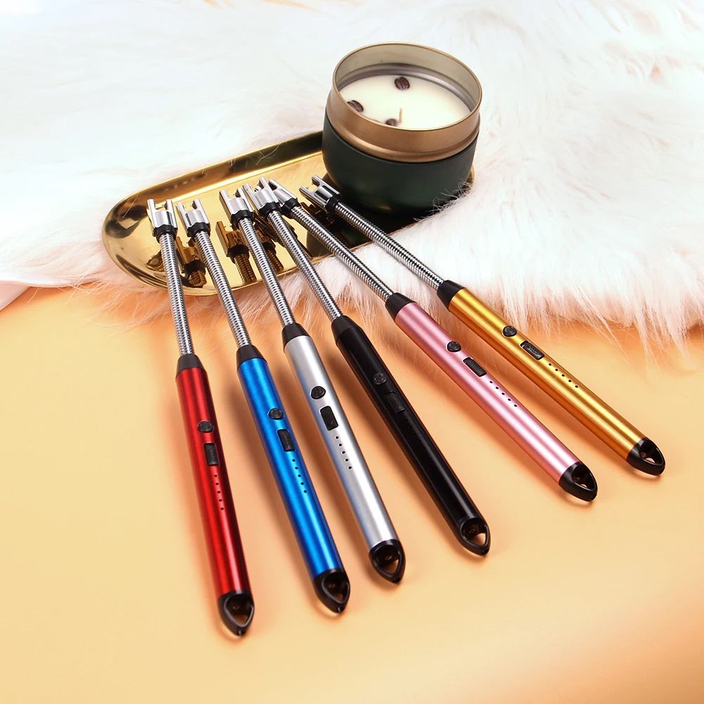 USB Rechargeable Lighters Kitchen Tools Outdoor BBQ Windproof Arc Pulse Fire Igniter 360 Degree Free Rotation Lighter USB Charging Lighters for Give a Gift