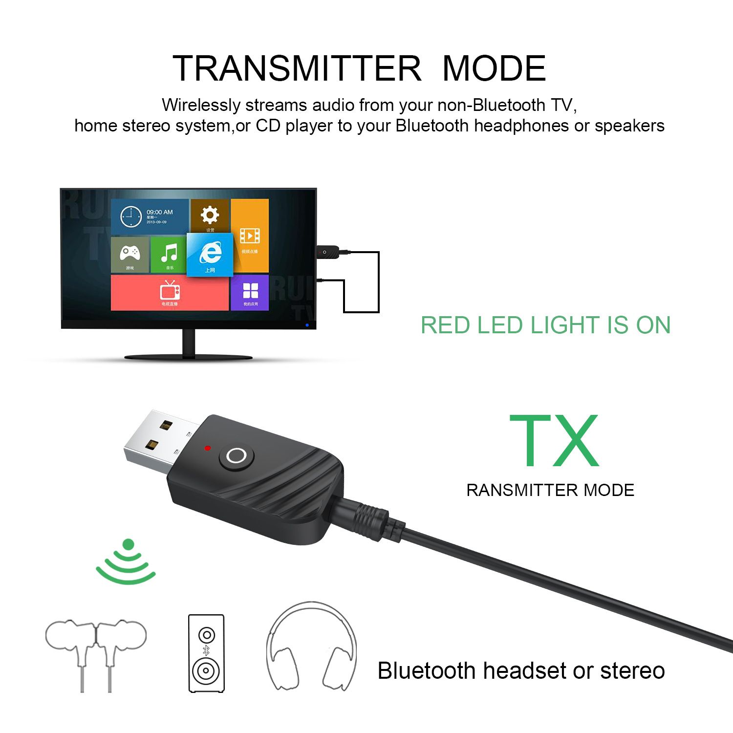 3 in 1 Bluetooth 5.0 Adapter Car Computer TV AUX Audio Bluetooth Speaker Receiver Dongle Wireless USB Transmitter Adapter