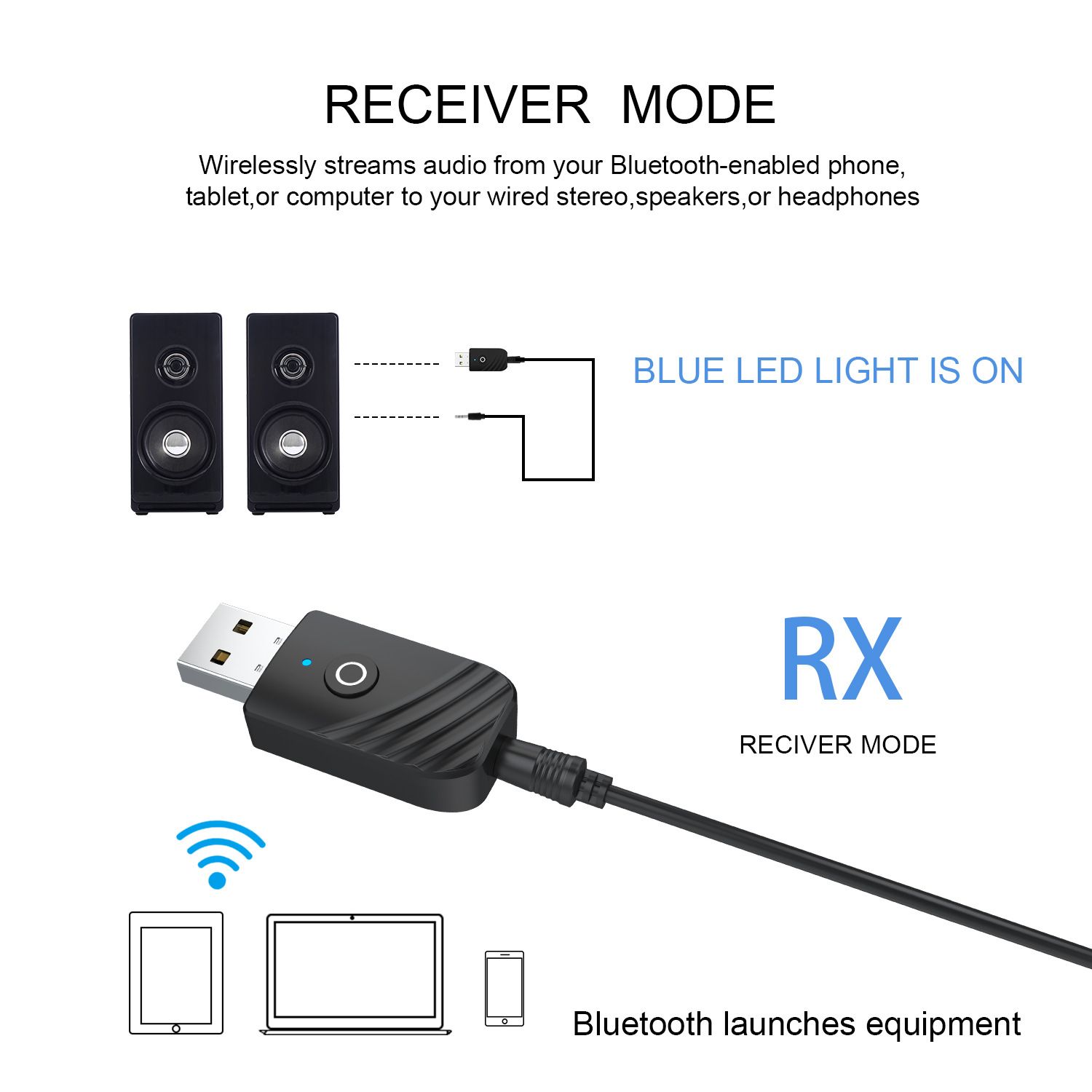 3 in 1 Bluetooth 5.0 Adapter Car Computer TV AUX Audio Bluetooth Speaker Receiver Dongle Wireless USB Transmitter Adapter