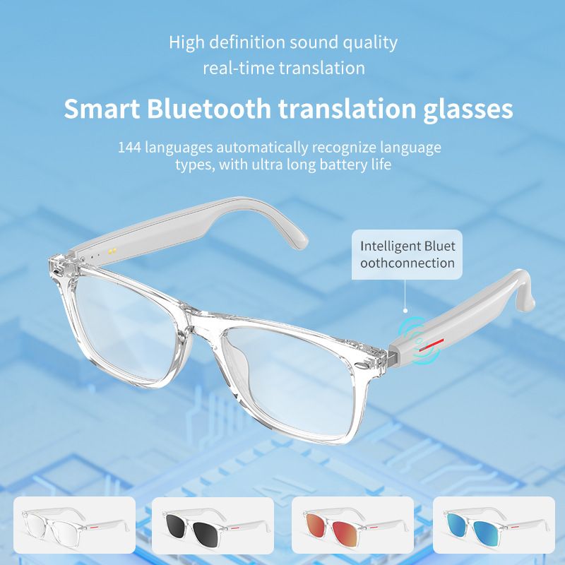 Men/Women's smart AI translation Bluetooth glasses 100+ language AI smart conversation voice glasses Listen to music and make phone calls smart glasses
