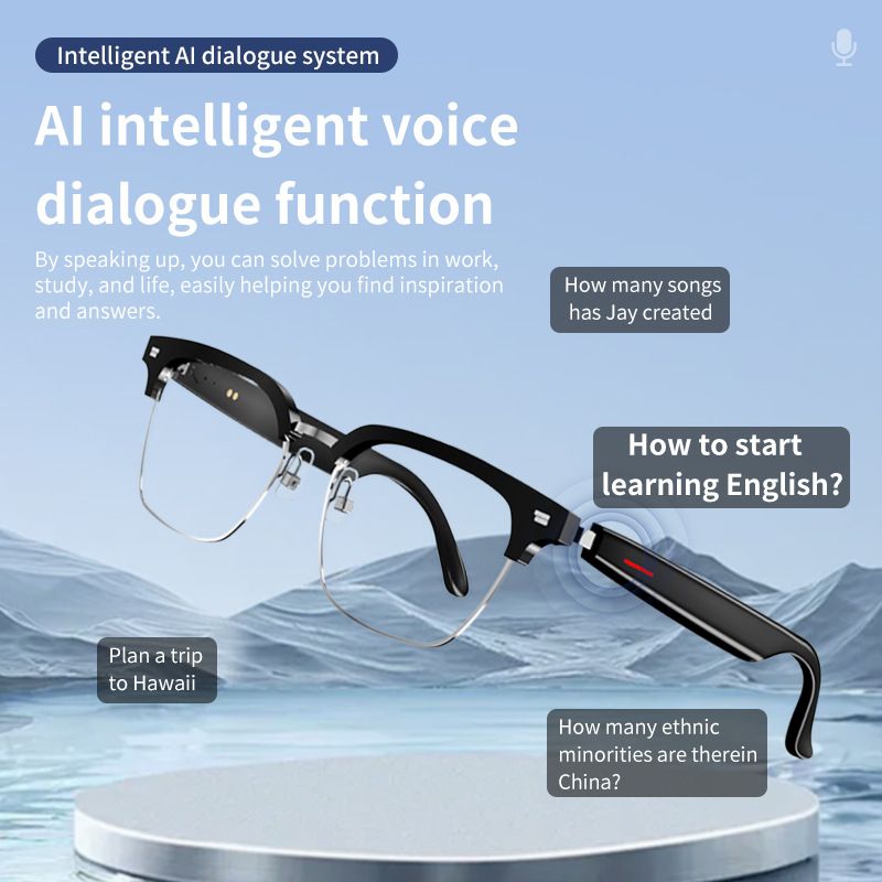 Men/Women's smart AI translation Bluetooth glasses 100+ language AI smart conversation voice glasses Listen to music and make phone calls smart glasses