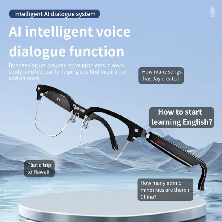Men/Women's smart AI translation Bluetooth glasses 100+ language AI smart conversation voice glasses Listen to music and make phone calls smart glasses