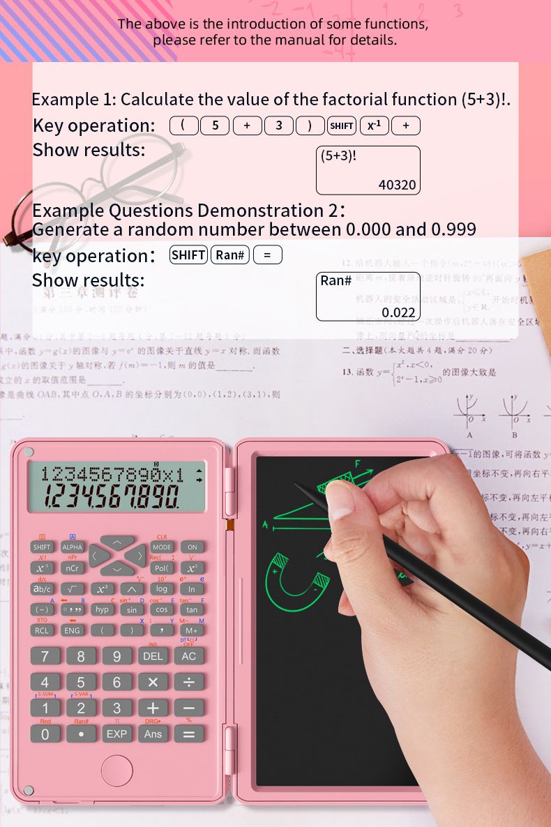 Portable scientific calculator school office stationery multifunctional stationery scientific function computer writing board children's drawing board