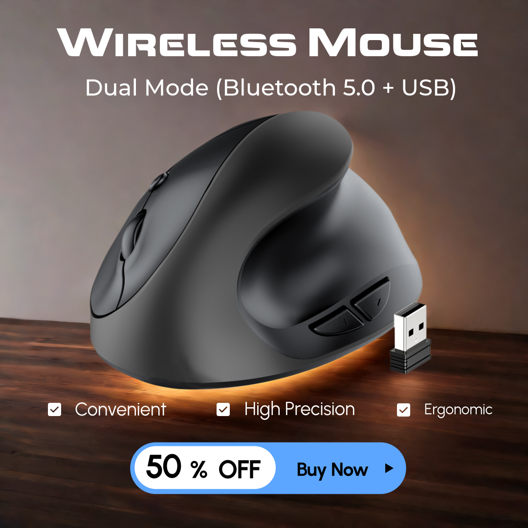 Wireless Bluetooth Mouse Rechargeable Dual Mode (Bluetooth 5.0 + USB)vertical mouse Wireless Mouse 2.4G High Precision Ergonomic Optical Mice with 3 Adjustable DPI 800/ 1200/ 1600 ， 6 Buttons
