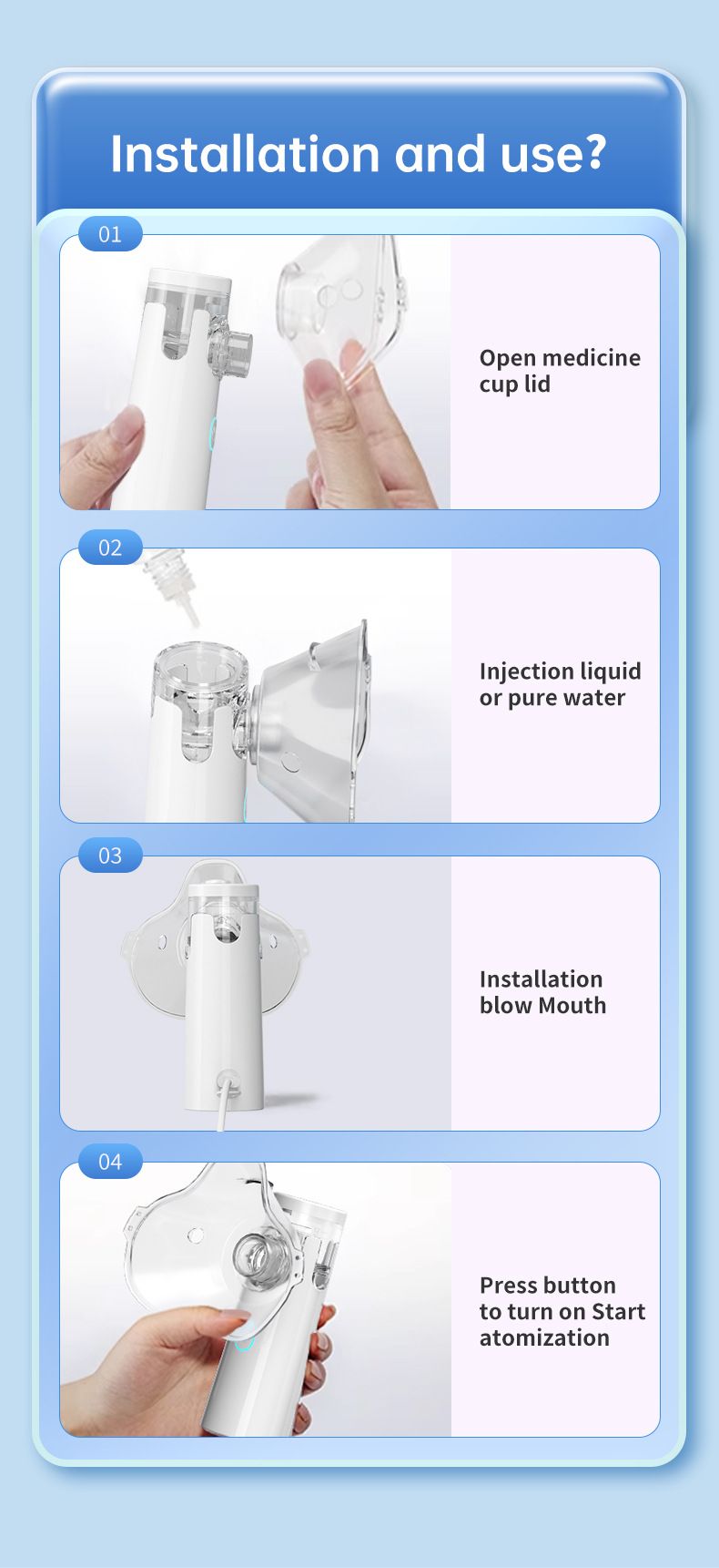 Home Nebulizer Medical Mesh Nebulizer Portable Inhaler Adult Children Handheld Mini Silent Steam Nasal Humidifier Inhaler Tool Nebulizer Asthma