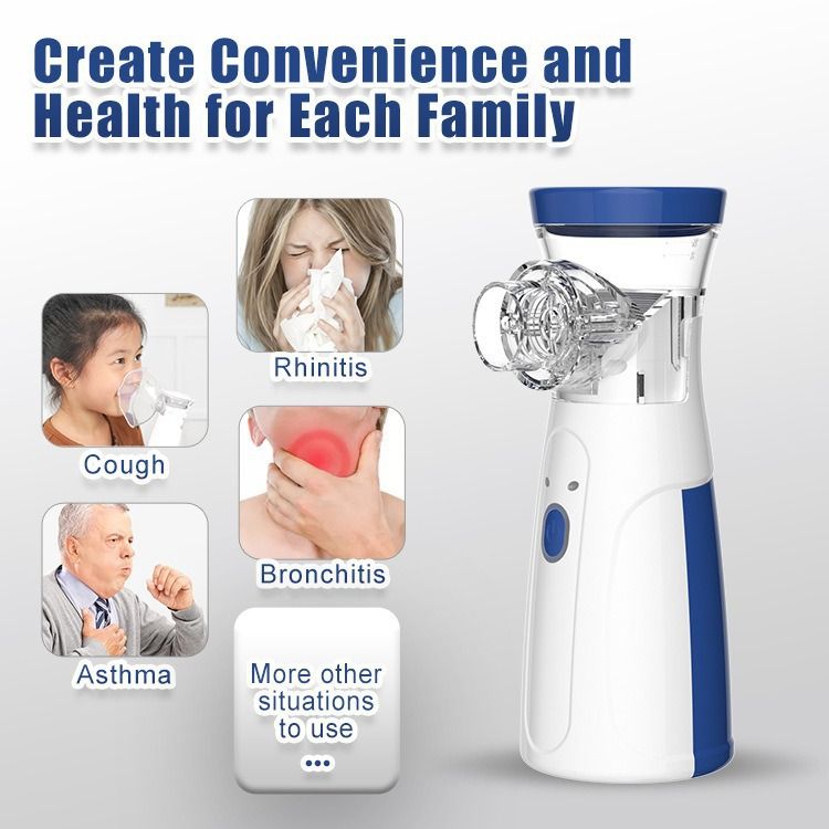 New Medical Mesh Nebulizer Portable Inhaler Children Adult Handheld Mini Silent Steam Nasal Humidifier Pediatric Cold Cough Asthma Nebulizer Health Medical Supplies Health Care Medical Equipment