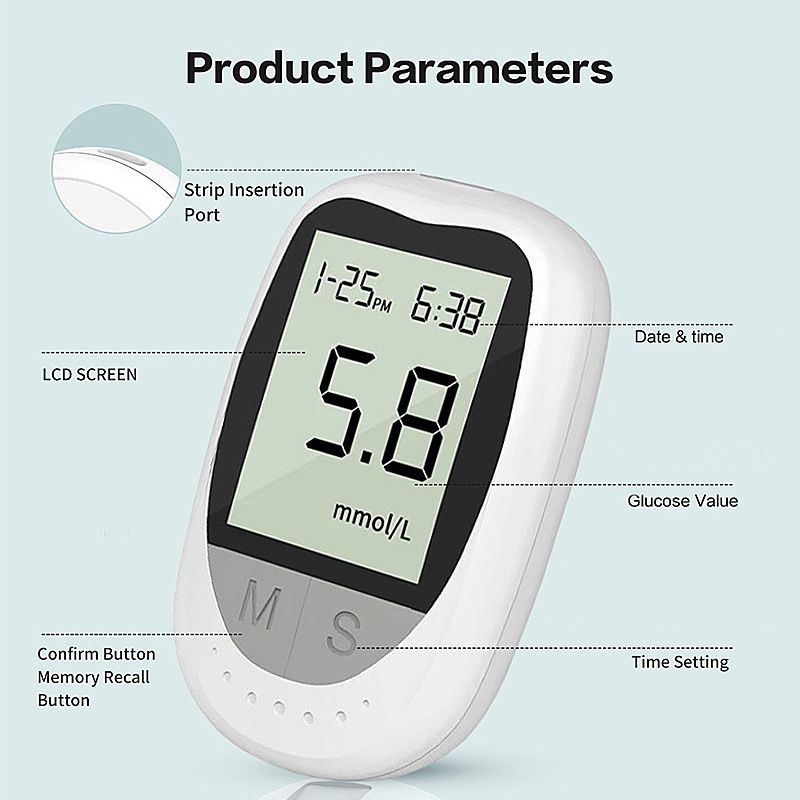 Smart Blood Glucose Meter Accurate Blood Glucose Meter Diabetes Home Blood Glucose Test Kit Blood Glucose Tester with Blood Glucose Meter + 50 Test Strips + 50 Needles + Blood Collection Pen