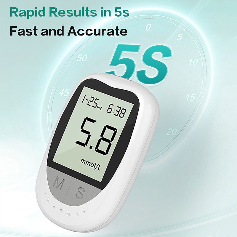 Smart Blood Glucose Meter Accurate Blood Glucose Meter Diabetes Home Blood Glucose Test Kit Blood Glucose Tester with Blood Glucose Meter + 50 Test Strips + 50 Needles + Blood Collection Pen