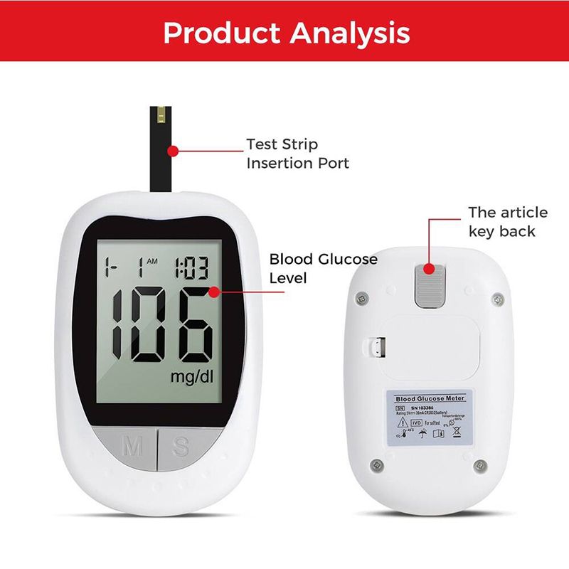 Smart Blood Glucose Meter Accurate Blood Glucose Meter Diabetes Home Blood Glucose Test Kit Blood Glucose Tester with Blood Glucose Meter + 50 Test Strips + 50 Needles + Blood Collection Pen