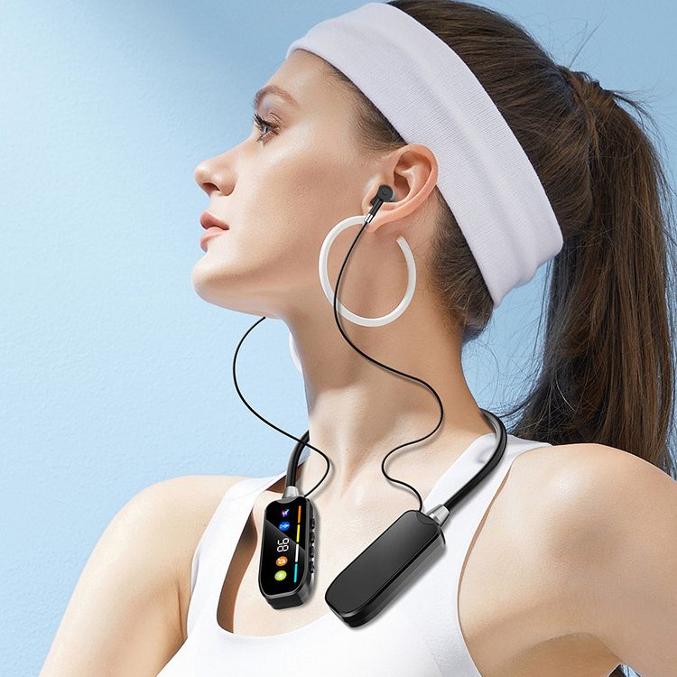 Sports Earphones Wireless Bluetooth Earphones Headphones Noise Reduction New digital neck hanging, ultra long battery life, standby, ear return monitoring, card insertion, noise reduction