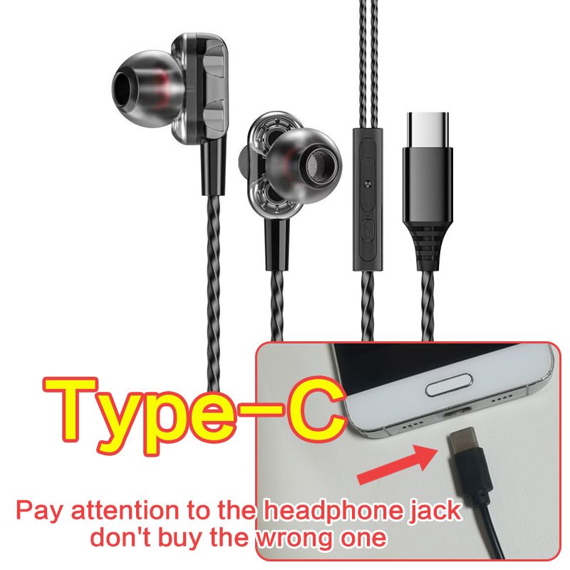 Type-C Wired Earphones 2025 New in-ear earphones  3.5mm Wired Stereo Earbuds gaming headphones with microphone