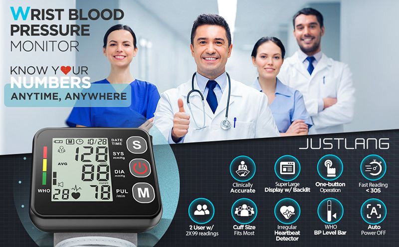 Blood Pressure Monitors Portable LCD Digital Upper Arm Measuring Tool Fully Automatic High-precision Medical Equipment Heart Rate Pulse Meter Sphygmomanometer Tensiometer Health Monitors