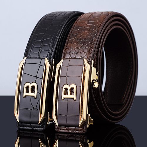 Hot Selling Men Belts Crocodile Pattern Men's Belt High-Quality Automatic Buckle Belt Fashionable Trendy Men's Accessories Casual Business Jeans Belts, Luxury Designer Brands for Men
