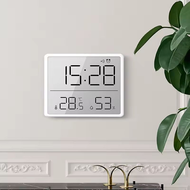 Digital alarm clock large screen date temperature and humidity display multi-function desk refrigerator wall-mounted magnetic household hygrometer clock