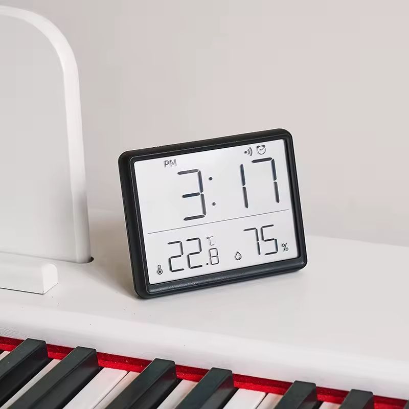 Digital alarm clock large screen date temperature and humidity display multi-function desk refrigerator wall-mounted magnetic household hygrometer clock