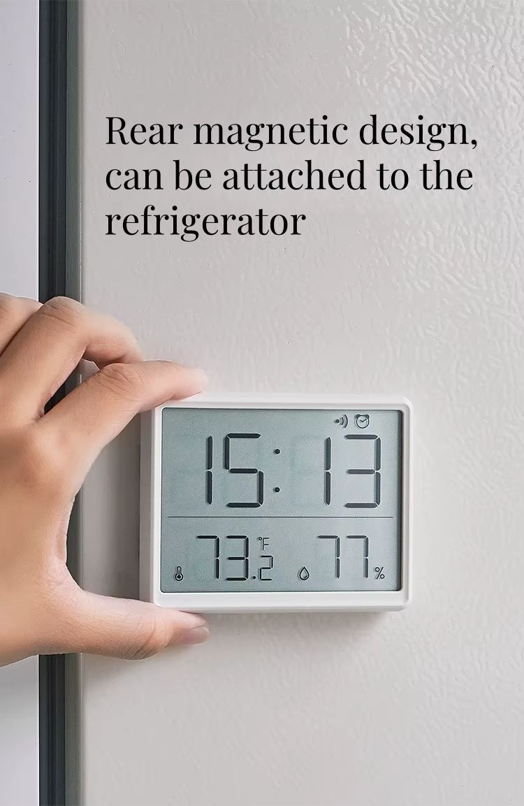 Digital alarm clock large screen date temperature and humidity display multi-function desk refrigerator wall-mounted magnetic household hygrometer clock