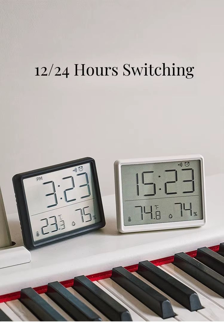 Digital alarm clock large screen date temperature and humidity display multi-function desk refrigerator wall-mounted magnetic household hygrometer clock