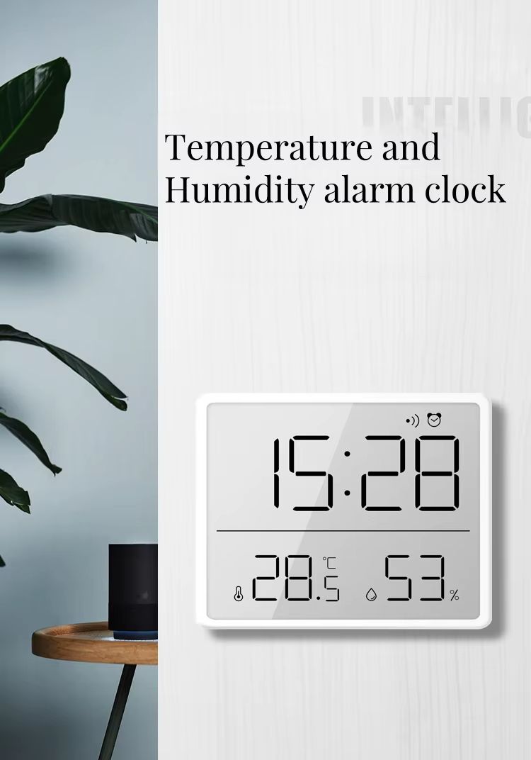 Digital alarm clock large screen date temperature and humidity display multi-function desk refrigerator wall-mounted magnetic household hygrometer clock