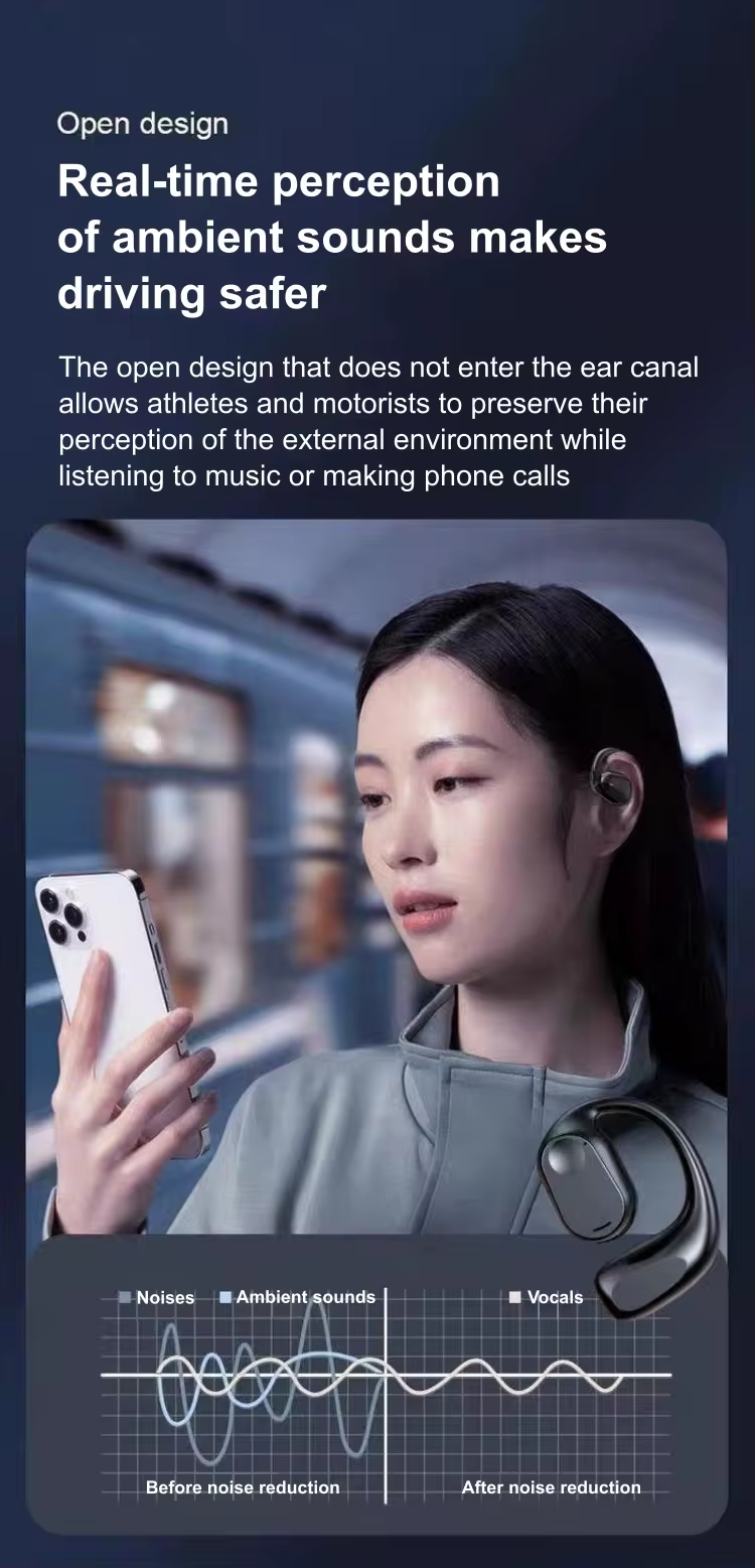Bluetooth Earphone Wireless Earpods Ultra-long Battery Life Painless Ear-hook Sports Earphone Waterproof Noise Reduction Earbuds LED Digital Display HIFI Stereo Headset Phones Accessories
