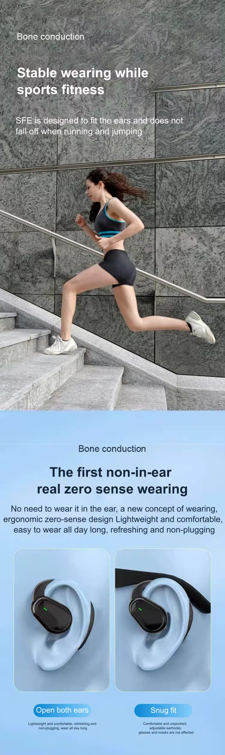 Bluetooth Earphone Wireless Earpods Ultra-long Battery Life Painless Ear-hook Sports Earphone Waterproof Noise Reduction Earbuds LED Digital Display HIFI Stereo Headset Phones Accessories