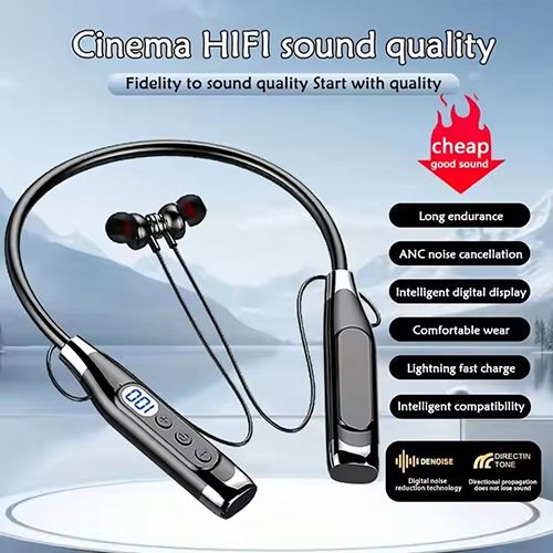 Wireless Bluetooth Sports Earphones Neckband Noise Reduction Earphone Earbuds Long Standby with Magnetic Voice Assistant Bluetooth Earphone For Workout Running Driving Earpods