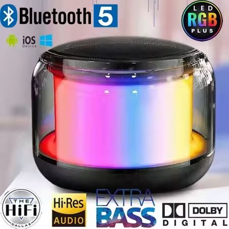 Bluetooth Speakers Portable Colorful Lights Mini Speakers Wireless Speakers 360 Surround Sound High-quality Subwoofe Long battery life Outdoor Speakers AUX Audio TF Card USB Playback